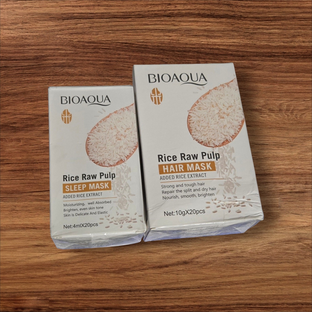 Bioaqua Rice Raw Pulp Sleep and Hair Mask Set